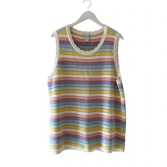 Design History Women's Scallop Edge Sweater Tank Pastel Combo SZ 2X #1874 - Picture 1 of 11